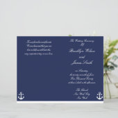 Navy Blue Nautical Wedding Ceremony Program Flyer (Staand voorkant)