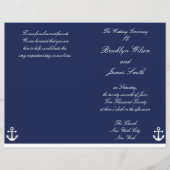 Navy Blue Nautical Wedding Ceremony Program Flyer (Voorkant)