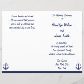 Navy Blue Nautical Wedding Ceremony Program Flyer (Voorkant)