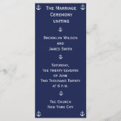 Navy Blue Nautical Wedding Ceremony Programma's (Voorkant)