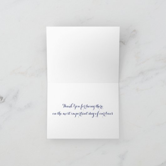 Navy Blue Nautical Wedding Dank je Afbeelding kaar Bedankkaart (Binnen)