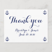 Navy Blue Nautical Wedding Dank je Briefkaarten (Voorkant)