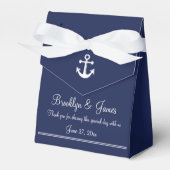 Navy Blue Nautical Wedding Favor Box Bedankdoosjes (Voorkant Zijde)