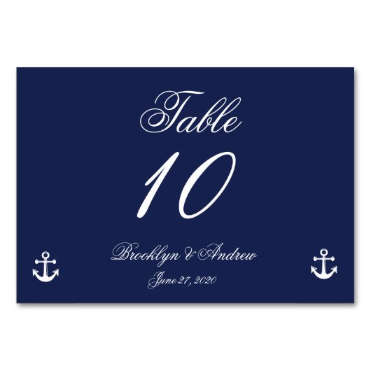 Navy Blue Nautical Wedding Place Kaarten (Achterkant)