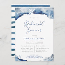 Navy Blue Nautical Wedding Rehearsal Dinner Kaart