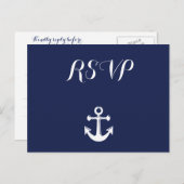 Navy Blue Nautical Wedding RSVP Briefkaart (Voorkant / Achterkant)