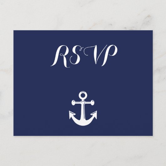 Navy Blue Nautical Wedding RSVP Briefkaart (Voorkant)