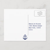 Navy Blue Nautical Wedding RSVP Briefkaart (Achterkant)