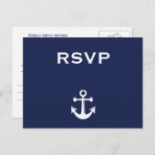 Navy Blue Nautical Wedding RSVP Briefkaart (Voorkant / Achterkant)