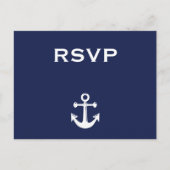 Navy Blue Nautical Wedding RSVP Briefkaart (Voorkant)