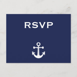 Navy Blue Nautical Wedding RSVP Briefkaart