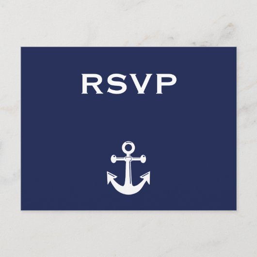 Navy Blue Nautical Wedding RSVP Briefkaart (Voorkant)
