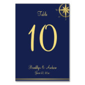 Navy Blue Nautical Wedding Table Number Kaarten (Achterkant)
