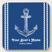 Navy Blue Nautical Welkom Over Custom Boat Bier Onderzetter (Voorkant)
