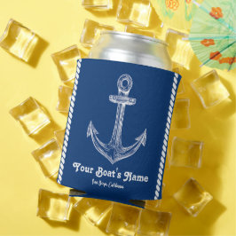 Navy Blue Nautical Welkom Over Custom Boat Blikjeskoeler