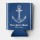 Navy Blue Nautical Welkom Over Custom Boat Blikjeskoeler (Voorkant)