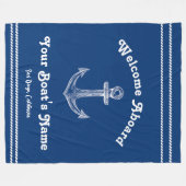 Navy Blue Nautical Welkom Over Custom Boat Fleece Deken (Voorkant (Horizontaal))