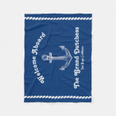 Navy Blue Nautical Welkom Over Custom Boat Fleece Deken (Voorkant)