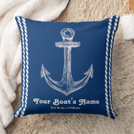 Navy Blue Nautical Welkom Over Custom Boat Kussen