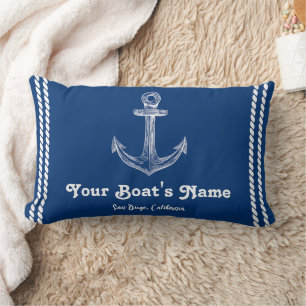 Navy Blue Nautical Welkom Over Custom Boat Kussen