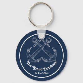 Navy Blue Nautical Welkom Over Custom Boat Sleutelhanger