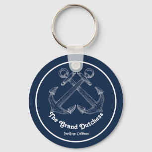 Navy Blue Nautical Welkom Over Custom Boat Sleutelhanger