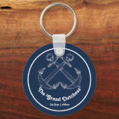 Navy Blue Nautical Welkom Over Custom Boat Sleutelhanger (Voorkant)