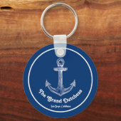 Navy Blue Nautical Welkom Over Custom Boat Sleutelhanger (Voorkant)