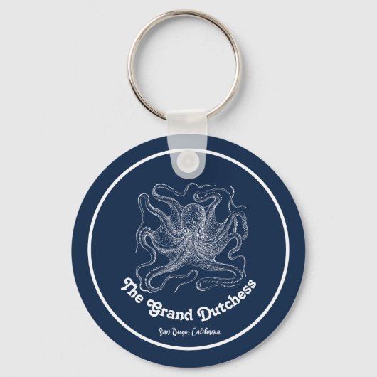 Navy Blue Nautical Welkom Over Custom Boat Sleutelhanger (Voorkant)