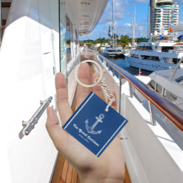 Navy Blue Nautical Welkom Over Custom Boat Sleutelhanger