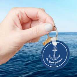Navy Blue Nautical Welkom Over Custom Boat Sleutelhanger