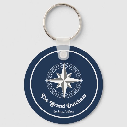 Navy Blue Nautical Welkom Over Custom Boat Sleutelhanger (Voorkant)