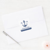 Navy Blue Nautisch Afstuderen Vierkante Sticker (Envelop)