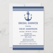 Navy Blue nautische bruids douche uitnodigingen (Voorkant)
