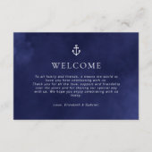 Navy Blue Nautische Bruiloft Tijdlijn Behuizing Ka Informatiekaartje (Voorkant)