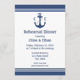 Navy Blue Nautische repetitie diner uitnodigingen