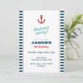 Navy Blue Nautische Verjaardag uitnodiging (Staand voorkant)