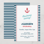 Navy Blue Nautische Verjaardag uitnodiging (Voorkant / Achterkant)