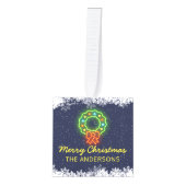 Navy Blue Neon Snowflake kerstfeestdag 2 Foto Decoratie (Voorkant)