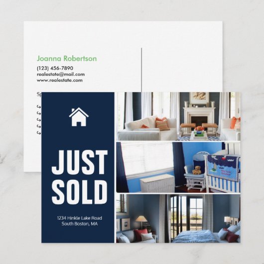 Navy blue Net verkocht onroerend goed advertentie  Briefkaart (Voorkant / Achterkant)