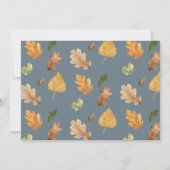 Navy Blue Neutral Herfst Leaf Horizontaal Baby sho Kaart (Achterkant)