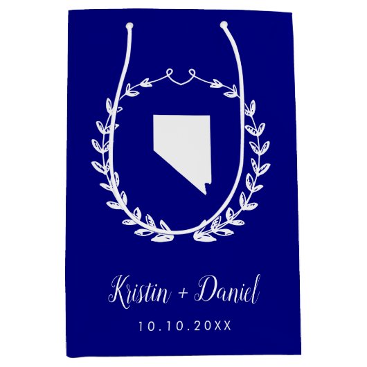 Navy Blue Nevada Map Wedding Welcome Swag Medium Cadeauzakje (Voorkant)