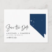 Navy Blue Nevada State Map QR Code Bewaar de datum Aankondigingskaart (Voorkant)