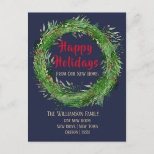 Navy Blue New Home Happy Holiday Briefkaart