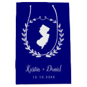 Navy Blue New Jersey Map Wedding Welcome Swag Medium Cadeauzakje (Voorkant)