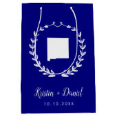 Navy Blue New Mexico Map Weddenschap Welcome Swag Medium Cadeauzakje (Voorkant)