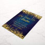 Navy Blue New Year's Eve Party Gold Confetti Folie Uitnodiging (Gedraaid)