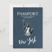Navy Blue New York City Passport Bewaar de datum Save The Date (Voorkant)
