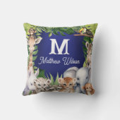 Navy Blue nieuwe baby boy schattig oerwoud naam ki Kussen (Achterkant)