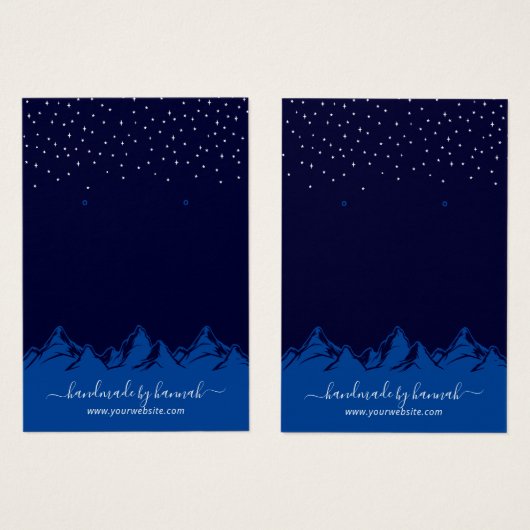 Navy Blue Night Mountains Handmade Earning Display Visitekaartje (Voorkant /achterkant)